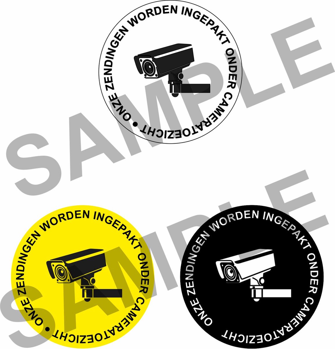 690 stuks - 3 kleuren Verpakking Stickers Camerabewaking bij inpakken Verzenden 4x4 cm Geel Wit Zwart
