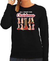 Bellatio Decorations foute kersttrui/sweater voor dames - All I want for Christmas - piemels - zwart L