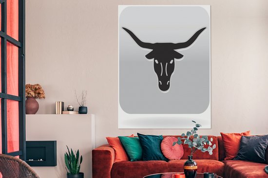 Une icône illustration de la toile Texas Longhorn 120x160 cm - Tirage photo sur toile (Décoration murale salon / chambre) / Animaux de la ferme Peintures sur toile XXL / Groot format!