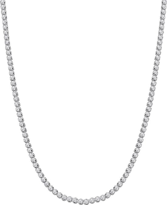 Lucardi Dames Zilveren set ketting, armabnd een oorknoppen zirkonia - Cadeau Set - 925 Zilver - Zilverkleurig