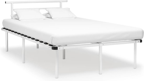vidaXL - Bedframe - metaal - wit - 120x200 - cm