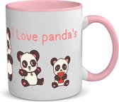 Akyol - j'aime les pandas tasse à café - tasse à thé - rose - Panda - amoureux des animaux - joli cadeau pour quelqu'un qui aime les pandas - cadeau d'anniversaire - cadeau - cadeau - contenu 350 ML