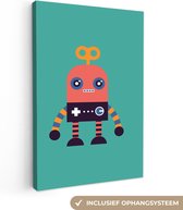 Peinture sur toile enfants - Décoration murale chambres d'enfants - Robot - Jouets - Vert - 20x30 cm - Toile enfants - Décoration murale