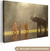 Canvas Schilderij Olifant - Water - Dieren - Natuur - 150x100 cm - Wanddecoratie