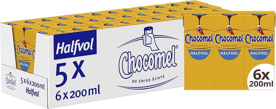 Chocomel Chocolademelk Drinkpakjes Mini Halfvol Houdbaar - 5 x 6 x 200 ml - Voordeelverpakking