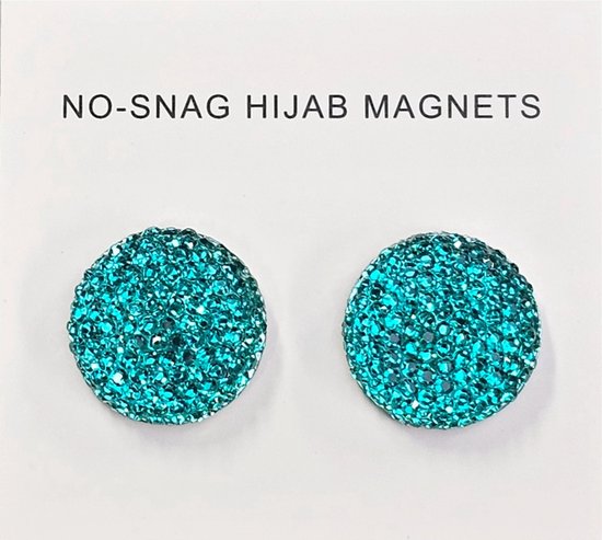 Fako Bijoux® - 2x Magnetische Broche Acryl - Hoofddoek Magneet - Sjaal - Hijab Accessoires - Abaya - 18mm - Set 2 Stuks - Aqua