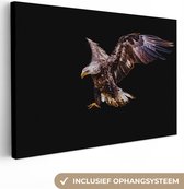Aigle volant sur fond noir toile 2cm 120x80 cm - Tirage photo sur toile (Décoration murale salon / chambre)