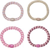 Hidzo Haarelastiekjes - Elastiek & Armband - Set roze/ creme/ goud/ pastel