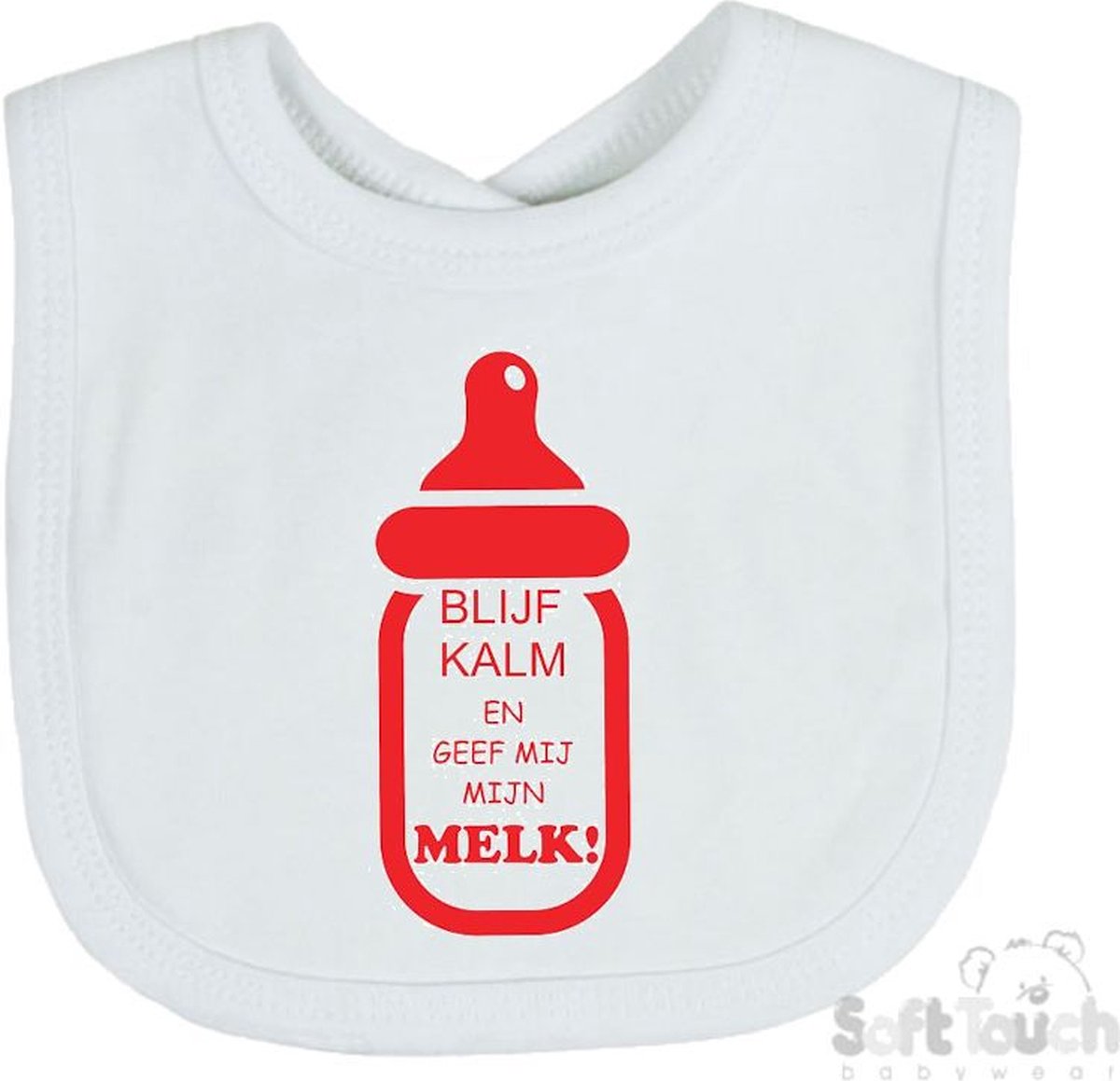 Goedkoopste Soft Touch Slabber Slabbetje Slab Blijf kalm en geef mij melk! Unisex Katoen Wit/rood Maat 33x22 Cm