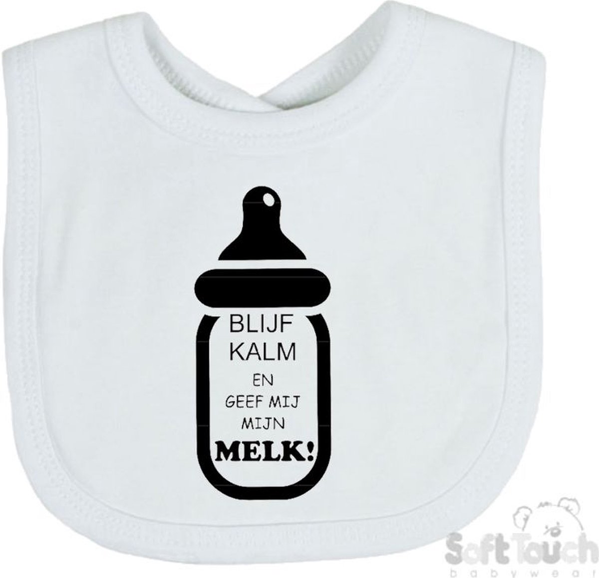 Goedkoopste Soft Touch Slabber Slabbetje Slab Blijf kalm en geef mij melk! Unisex Katoen Wit/zwart Maat 33x22 Cm