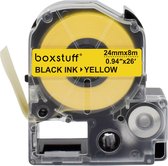 Epson compatible LC-6YBP lettertape - Zwart op geel - 24mm x 8m