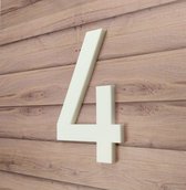 Huisnummer wit nr. 4 - cijfer 30cm hoog - 8mm dik - kleur wit mat - DIN