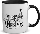 Akyol - kerst mok merry christmas koffiemok - theemok - zwart - Kerstmis - kerst beker - winter mok - kerst mokken - christmas mug - kerst cadeau - 350 ML inhoud