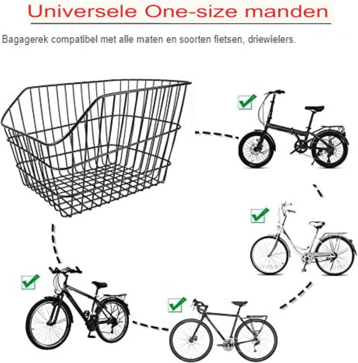 Fiets Achter Opbergmand Zware Grote Capaciteit Universele MTB Race Mountainbike Metalen Draadmand Fietsaccessoires – koop de beste producten in de online winkel