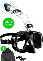 Nuvance - Snorkelmasker incl Oordoppen - One Size Fits All - Duikmasker - Duikbril met Snorkel - Snorkelset voor Kinderen - Zwart
