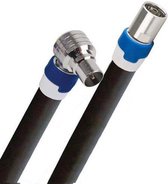 Coax kabel op de hand gemaakt - 15 meter - Zwart - IEC 4G Proof Antennekabel - Male haaks en Female rechte pluggen - lengte van 0.5 tot 30 meter