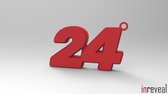 Sleutelhanger '24' Zhou Guanyu (Formule 1) - 50x30x5 mm - Rood