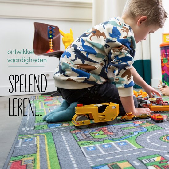 Carpet Studio Playcity Speelkleed - Speelmat 95x133cm - Vloerkleed Kinderkamer - Anti-slip Speeltapijt - Verkeerskleed - Meerkleurig van Carpet Studio — afbeelding 3