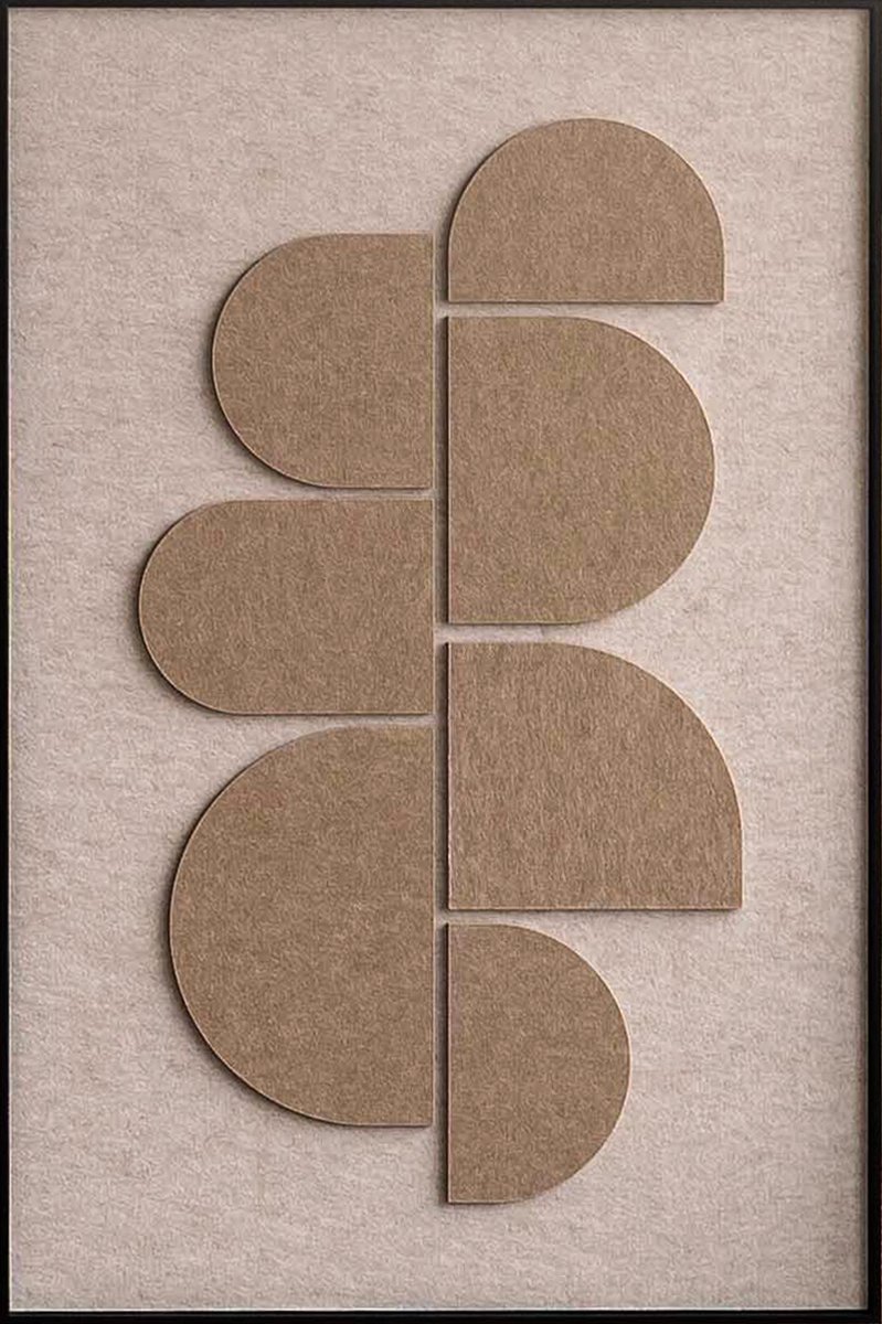 Wandkraft Feltro Acustico 002 - Design Wanddecoratie - 80x120 cm - Baklijst Zwart - Bruin