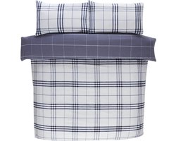 So Soft Dekbedovertrek – Harris Check Denim Bedtextiel – Microvezel – Incl. Kussensloop 50 x 75 cm – Dubbelzijdig – Eenpersoons - 135x200 cm