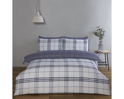 So Soft Dekbedovertrek – Harris Check Denim Bedtextiel – Microvezel – Incl. Kussensloop 50 x 75 cm – Dubbelzijdig – Eenpersoons - 135x200 cm