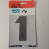 Numéro de maison "1" Pacostar Inox Colle Inox 103mm
