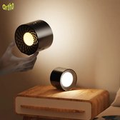 Ortho® - Oplaadbare LED Wandlamp - Nachtlampje - 360° Roterende Magnetische Bal - Timer functie - USB oplaadbaar - Eventueel bevestigen zonder Schroeven - Wit licht - Zwart
