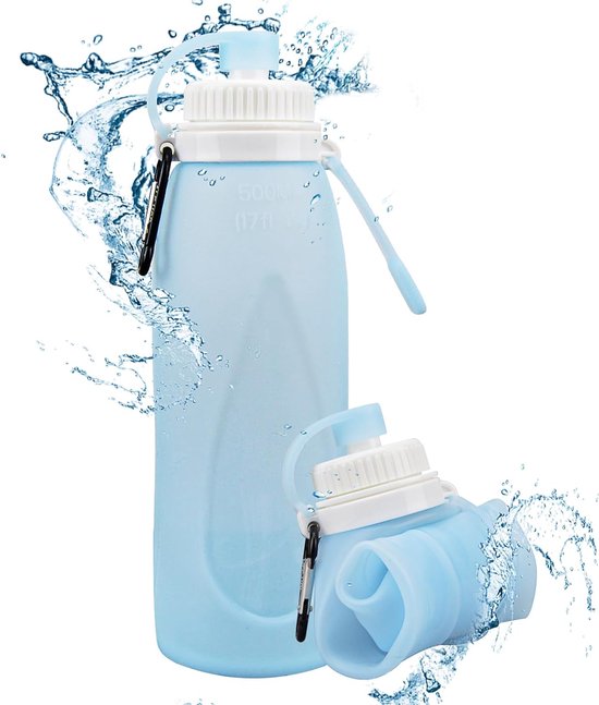 Bouteille d'eau pliable en silicone avec filtre, bouteille d'eau