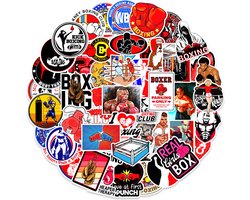 Boksen Stickers - Thema Boxing, Kickboxing, Muay Thai - 50 stuks -5x6CM - Laptopstickers Sport