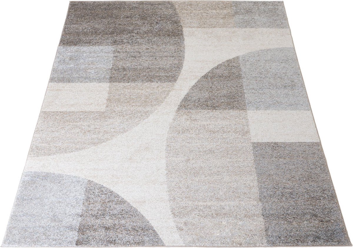 Vloerkleed Tanno Beige 160 x 230 cm - Design Laagpolig Vloerkleed in Scandinavische / Japandi Stijl