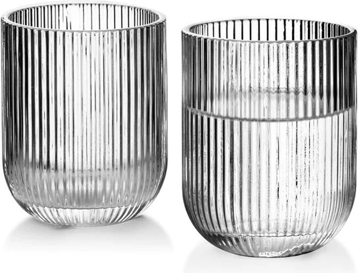 Elise stripe glazen - set van 6 - 300ml