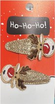 Kerst Haaraccessoire - Haarclipjes - Rendieren - Kerst accessoires - Kerst - Feestdagen - 2stuks - Goud Glitters - Verkleed accessoires.