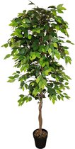 Ficus Kunstboom - 180cm - Kunst Ficus plant - Kunstplant op stam - Mixgroen