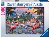Ravensburger puzzel Roze Flamingo's - Legpuzzel - 1000 stukjes