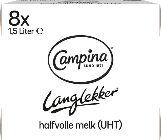 Campina Langlekker – Halfvolle Melk – Houdbaar – 8 x 1,5 L – Voordeelverpakking