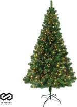Infinity Goods Kunstkerstboom Met LED Verlichting - 180 cm - Realistische Kunststof Kerstboom - Metalen Standaard - Groen
