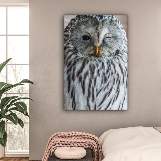 Peintures sur toile Hibou - Ressorts - Portrait - 90x140 cm - Décoration murale