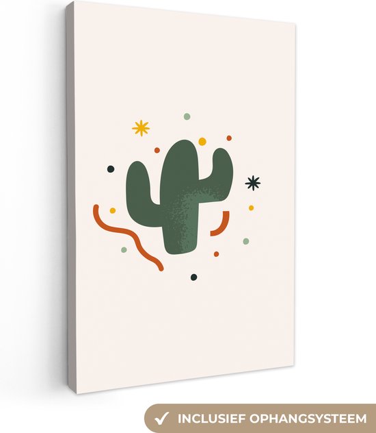 Toile Peinture Cactus - Été - Pois - 40x60 cm - Décoration murale