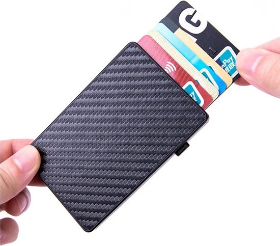 LOUZIR Uitschuifbare Pasjeshouder - Kaarthouder - 8 pasjes Portemonnee - Creditcardhouder Card Protector - Met RFID Technologie zwart