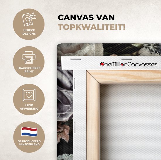 Toile de Oude Meesters - 30 x 40 - Peinture sur toile - Vermeer - Fleurs - Fille avec une boucle d'oreille en perle