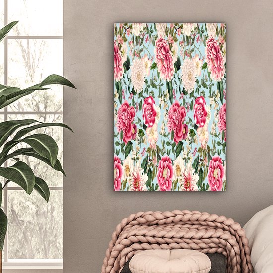 Peintures Fleurs - Collage - Couleurs - 60x90 cm - Décoration murale