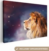 Canvas schilderij 180x120 cm - Wanddecoratie Leeuwen - Sterrenhemel - Kleuren - Muurdecoratie woonkamer - Slaapkamer decoratie - Kamer accessoires - Schilderijen