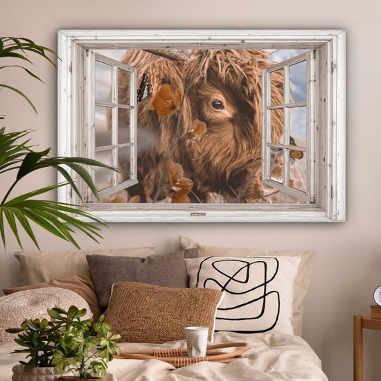 Décoration murale - Highlander écossais - Voir à Travers - Insectes - Peinture sur Toile - 120x80 cm