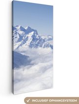 Canvas Schilderij Alpen - Sneeuw - Berg - 20x40 cm - Wanddecoratie