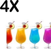 BWK Luxe Placemat - Gekleurde Cocktails - Set van 4 Placemats - 40x30 cm - 2 mm dik Vinyl - Anti Slip - Afneembaar