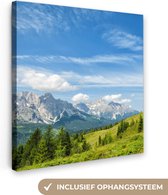 Canvas Schilderij Alpen - Bergen - Gras - 20x20 cm - Wanddecoratie