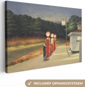Canvas Schilderij Benzine - Edward Hopper - 90x60 cm - Wanddecoratie