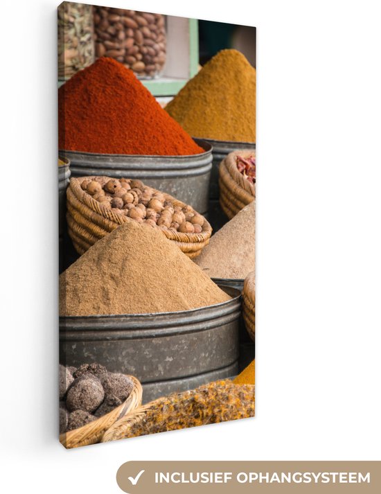 Toile Peinture Herbes - Ton - Épices - Jaune - Marron - 20x40 cm - Décoration murale