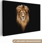 Canvas schilderij 180x120 cm - Wanddecoratie Leeuwen - Portret - Kleuren - Muurdecoratie woonkamer - Slaapkamer decoratie - Kamer accessoires - Schilderijen