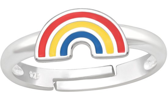 Joy|S - Zilveren regenboog ring - verstelbaar - voor kinderen